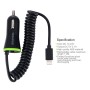 [UK Warehouse] HAWEEL 5V 2.1A 8 pin USB Car Charger with Spring Cable, Length: 25cm-120cm, For iPhone X, iPhone 8, iPhone 7 & 7 Plus, iPhone 6 & 6s, iPhone 6 Plus & 6s Plus, iPhone 5 & 5s & SE, iPad(Black)